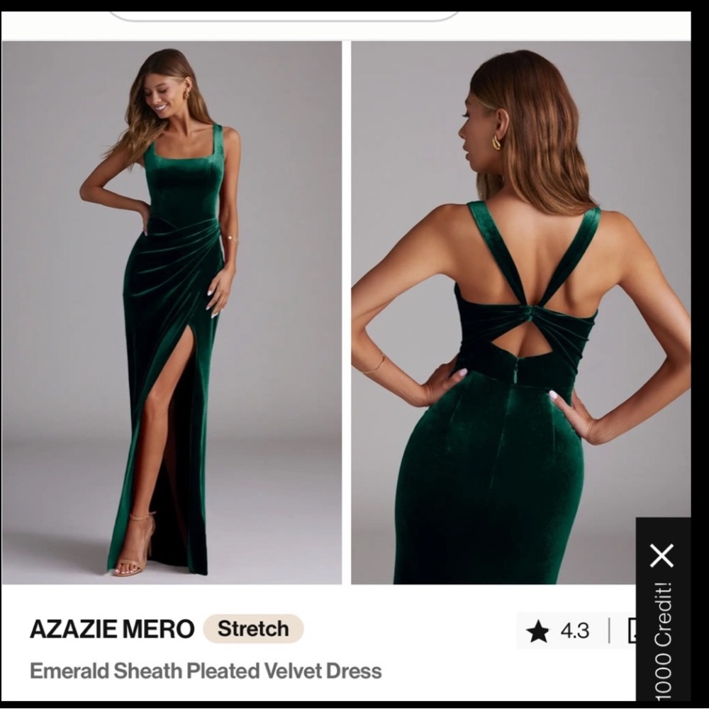 Azazie Dark Green Velvet Maxi Dress